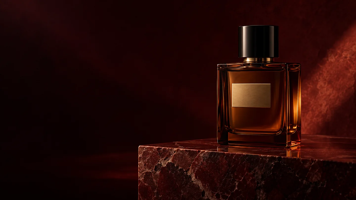 Ravfarvet parfumeflaske i vores fiktive Forme-designstudie